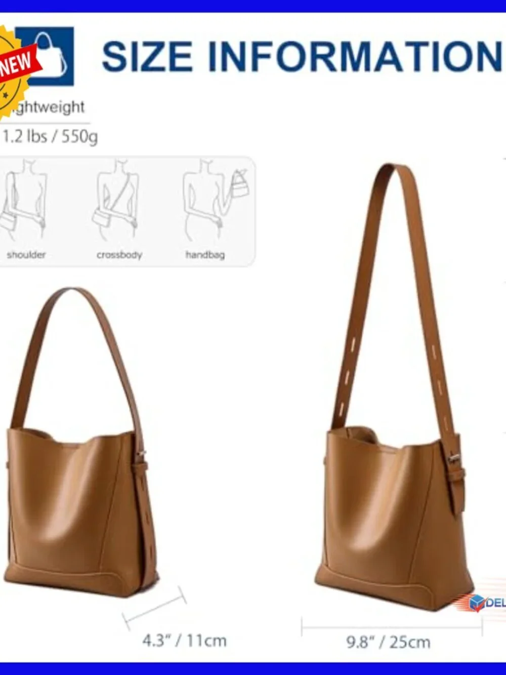 Genuine Leather Hobo Bag Adjustable Crossbody Shoulder Purse Spacious